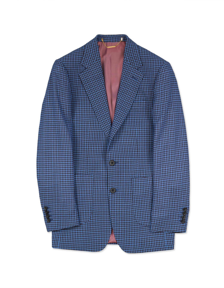 Blue & Brown Gingham Jacket - Gresham Blake Online