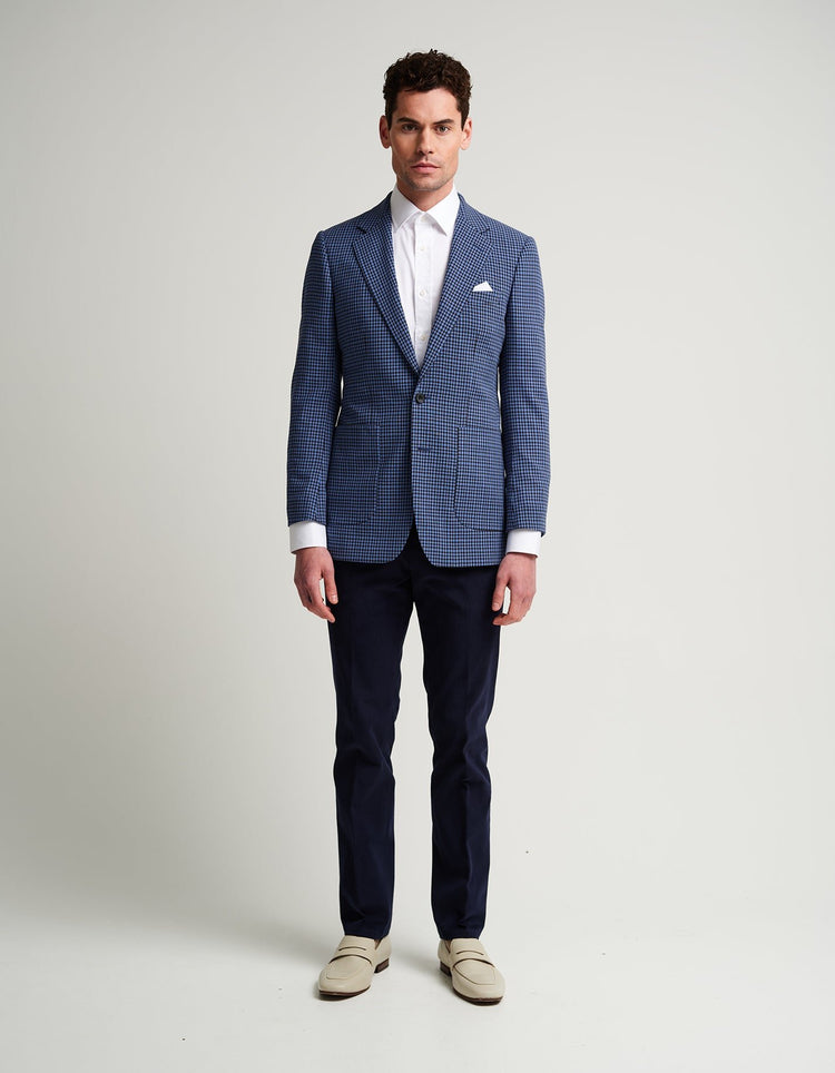 Blue & Brown Gingham Jacket - Gresham Blake Online