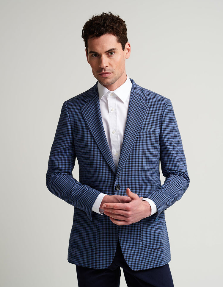 Blue & Brown Gingham Jacket - Gresham Blake Online