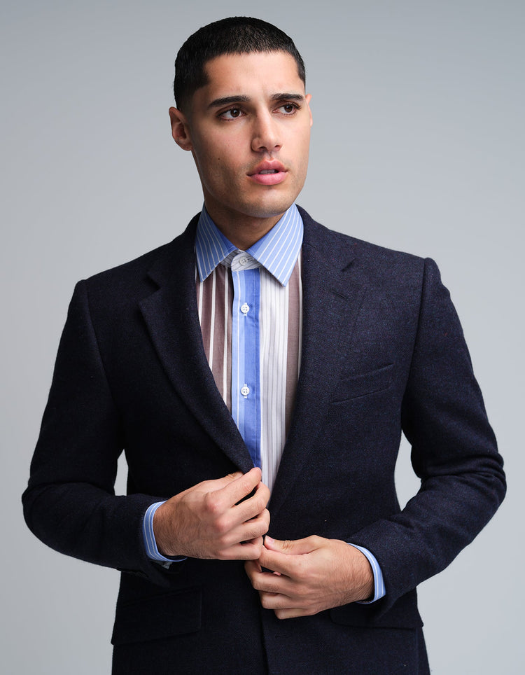 Blue & Brown Stripe Shirt - Gresham Blake Online