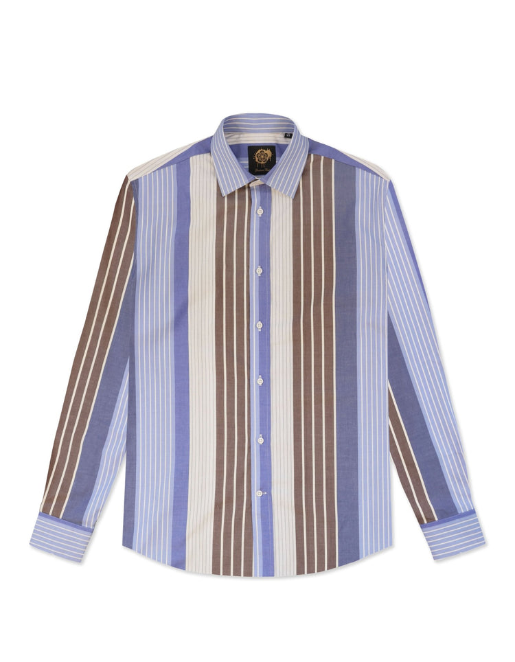 Blue & Brown Stripe Shirt - Gresham Blake Online
