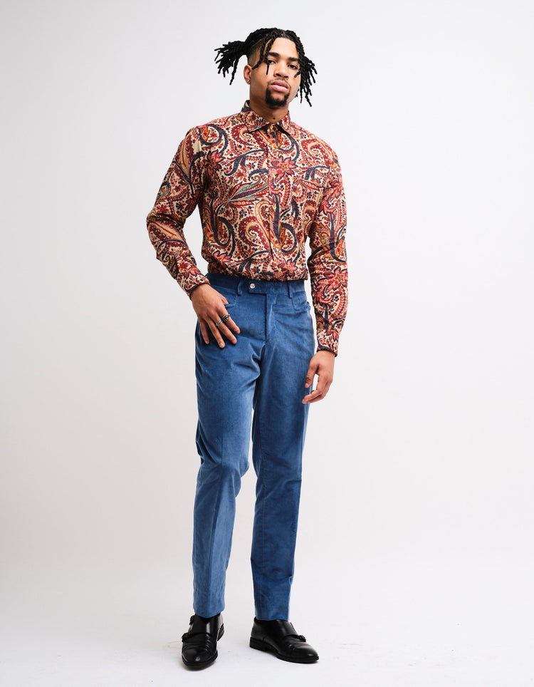 Blue Corduroy Trousers - Gresham Blake Online