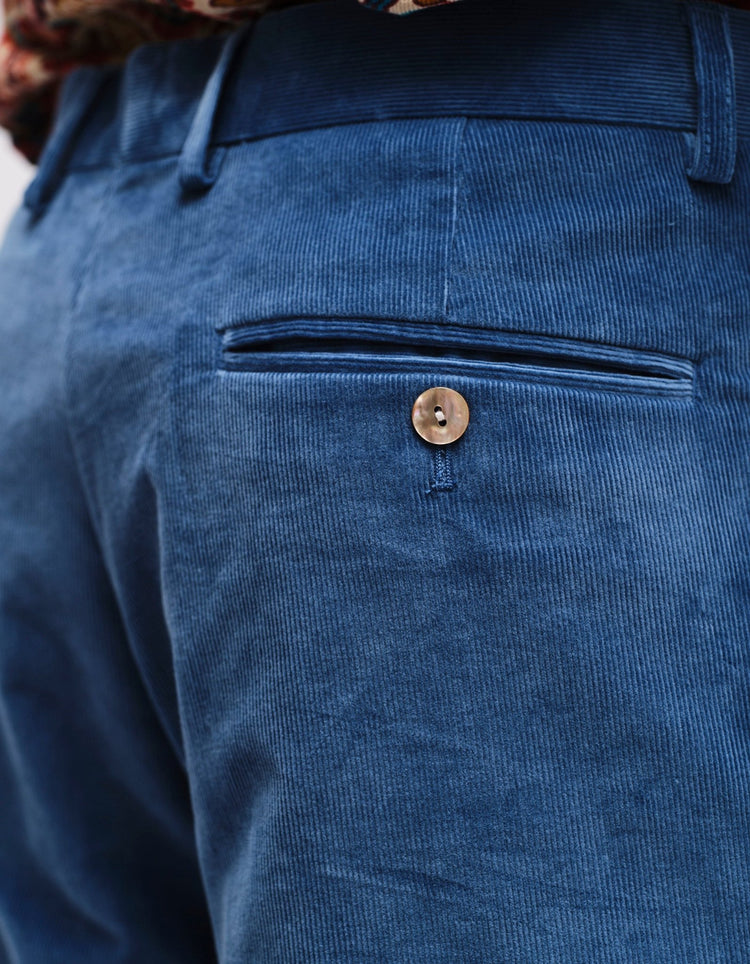 Blue Corduroy Trousers - Gresham Blake Online