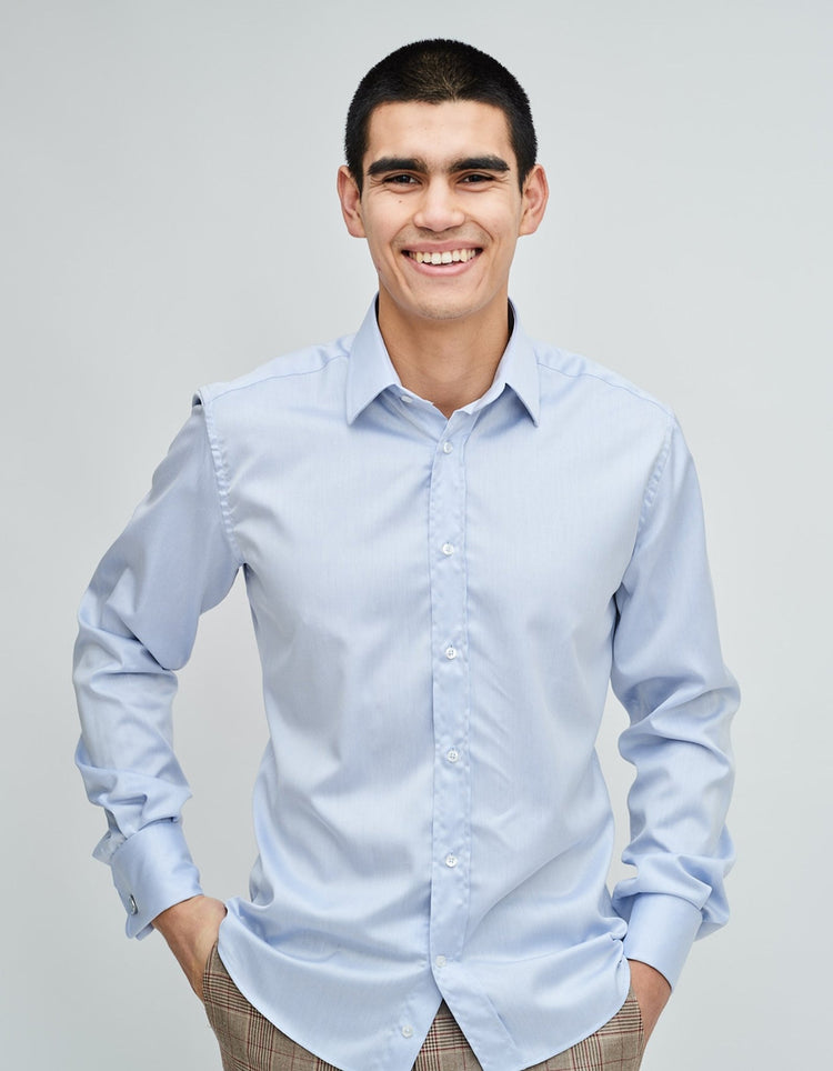 Blue Double Cuff Kent Collar Shirt - Gresham Blake Online