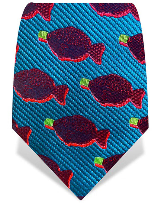 blue red fish tie