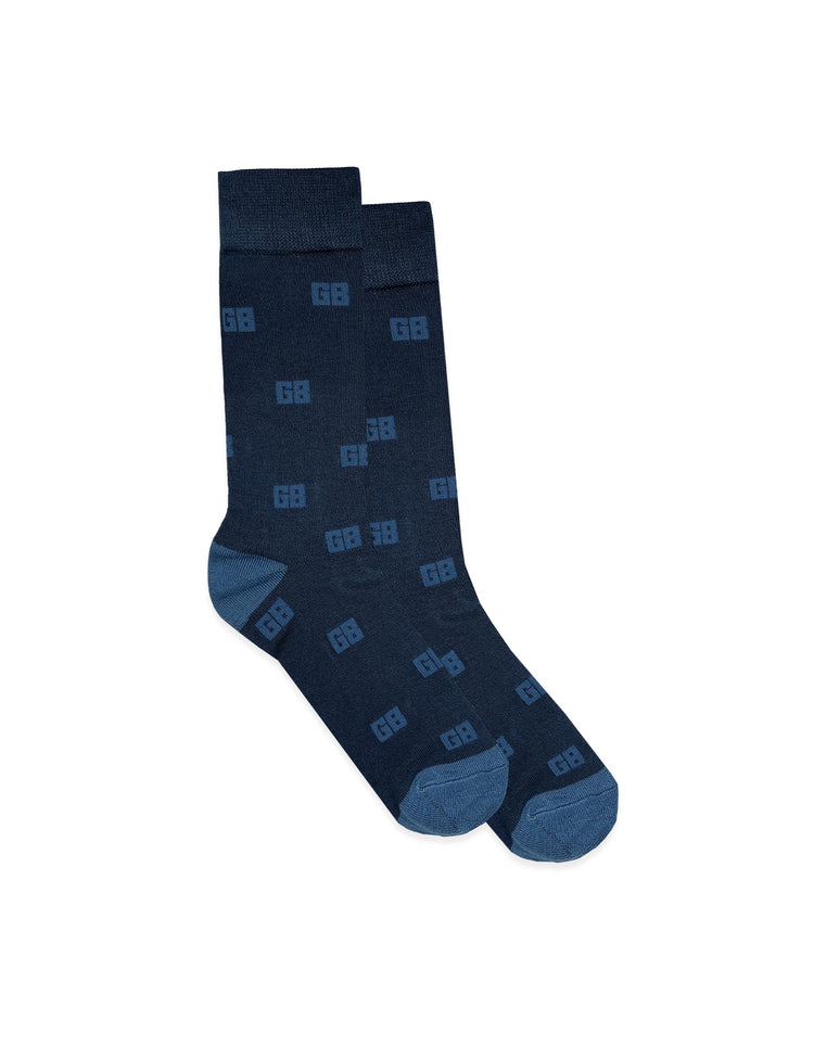 Blue GB Monogram Bamboo Sock - Gresham Blake Online