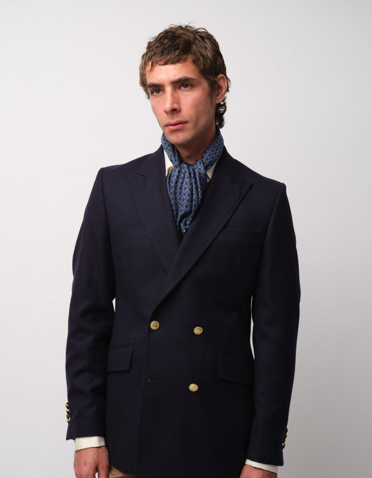 Blue Geometric Silk Cravat Square - Gresham Blake Online