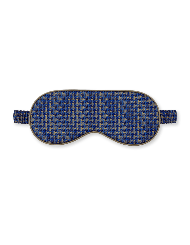 Blue Geometric Silk Eye Mask - Gresham Blake Online