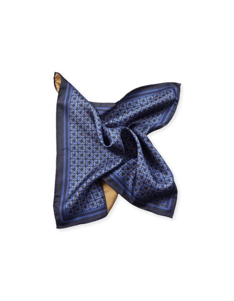 Blue Geometric Silk Pocket Square - Gresham Blake Online