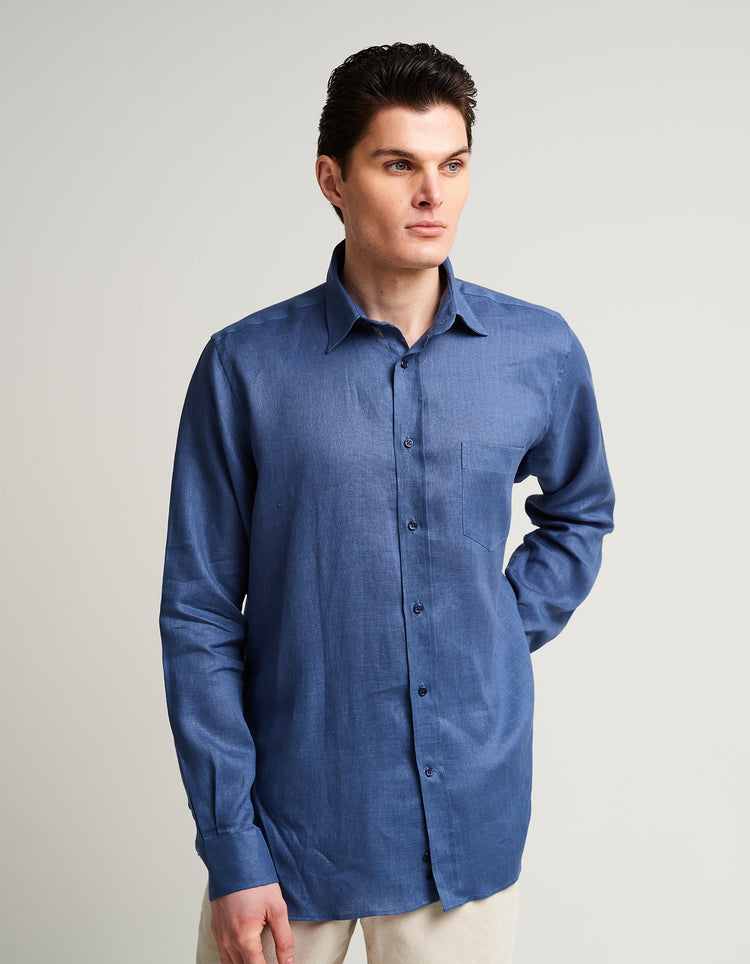 Blue Linen Shirt - Gresham Blake Online