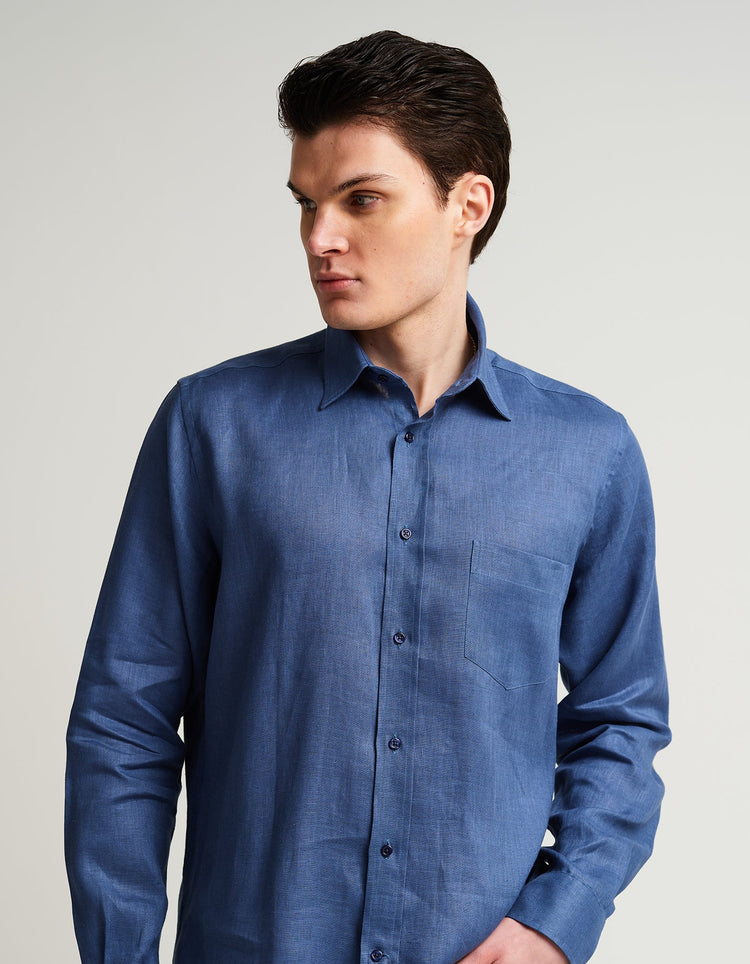 Blue Linen Shirt - Gresham Blake Online