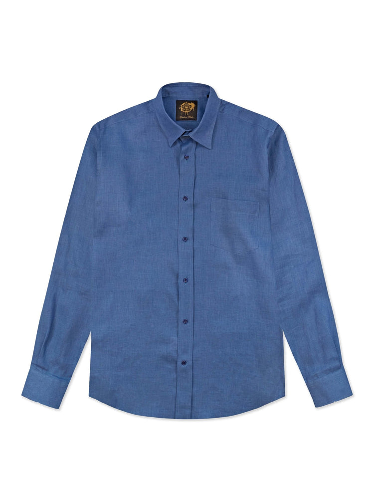 Blue Linen Shirt - Gresham Blake Online