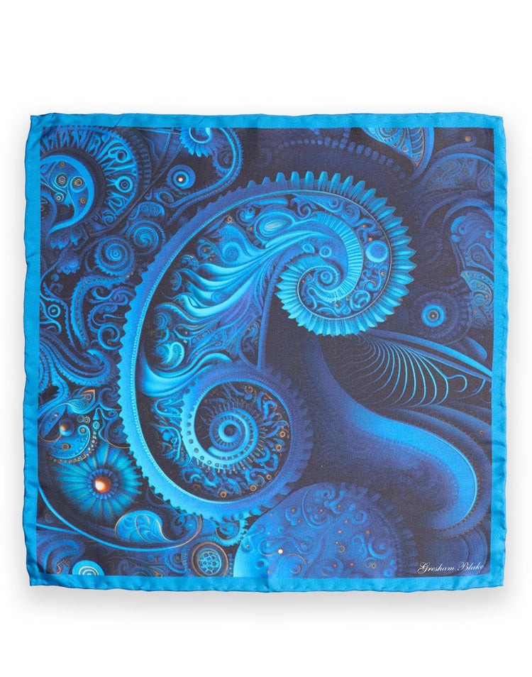 Blue Modern Paisley Silk Pocket Square - Gresham Blake Online