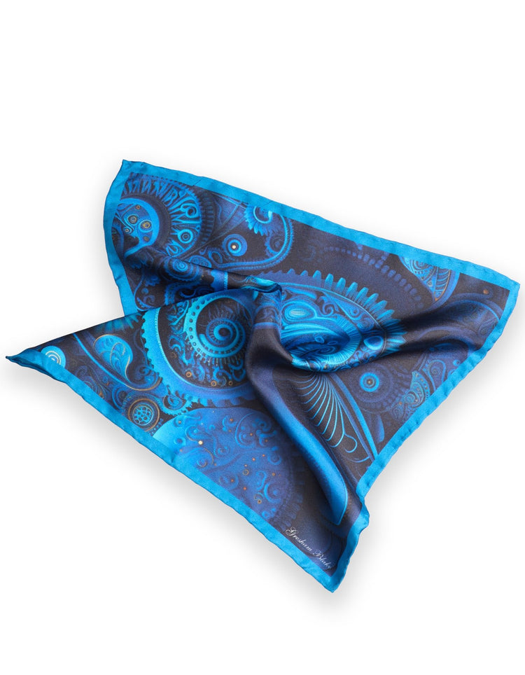 Blue Modern Paisley Silk Pocket Square - Gresham Blake Online