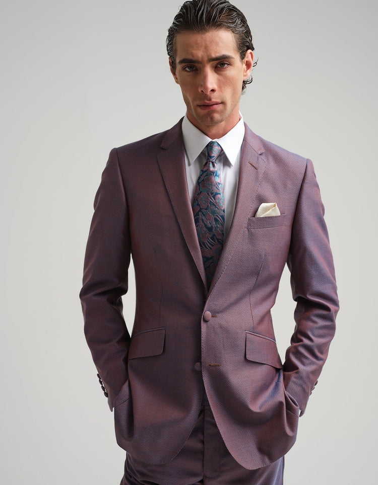 Blue & Orange Silk Suit - Gresham Blake Online