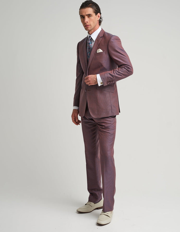Blue & Orange Silk Suit - Gresham Blake Online