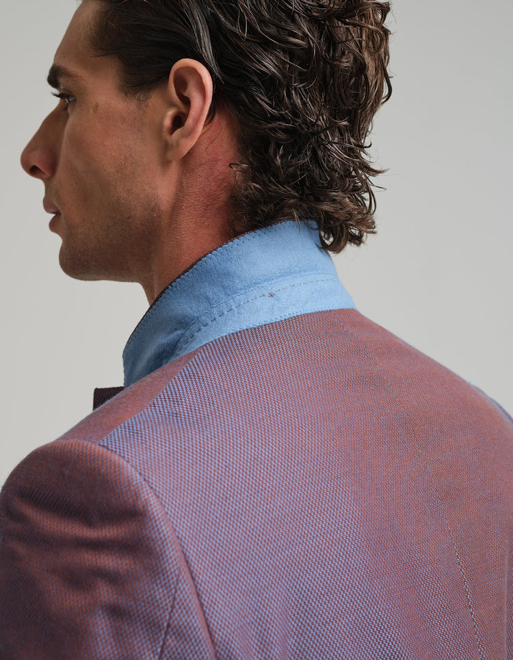 Blue & Orange Silk Suit - Gresham Blake Online