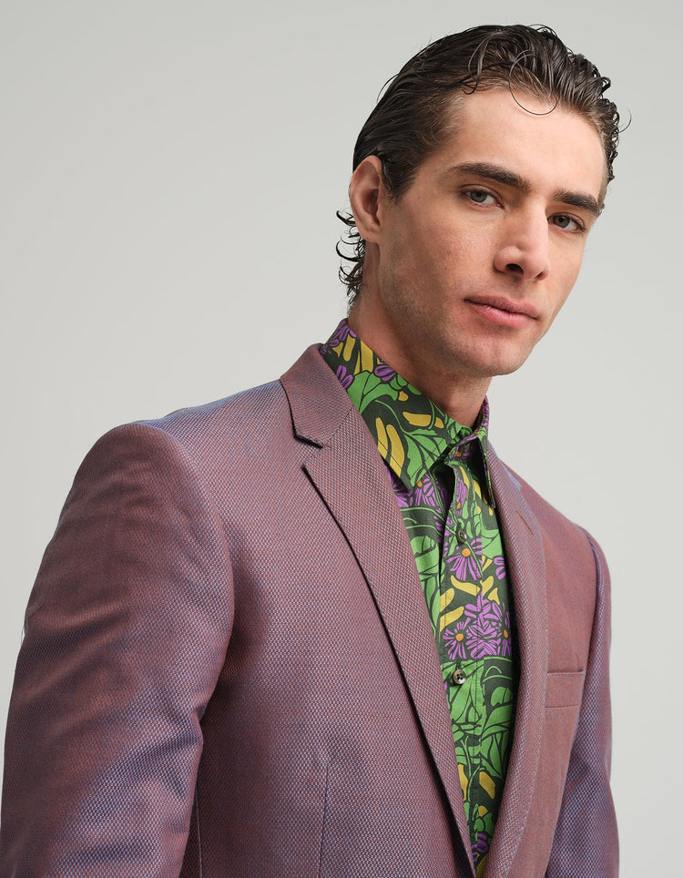 Blue & Orange Silk Suit - Gresham Blake Online