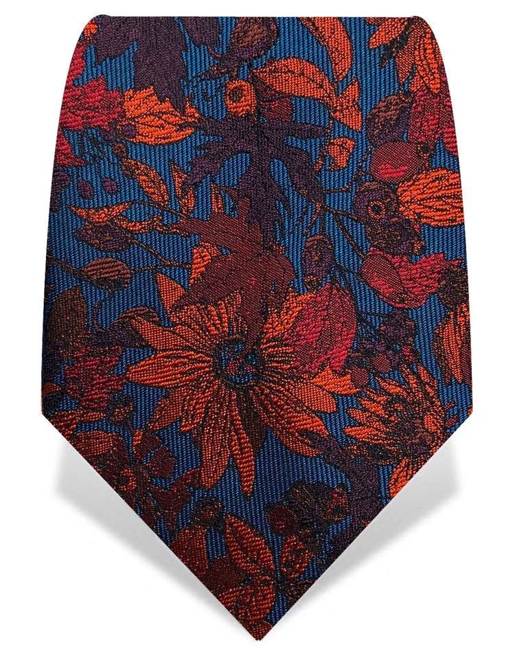 Blue & Orange Winter Floral Tie - Gresham Blake Online
