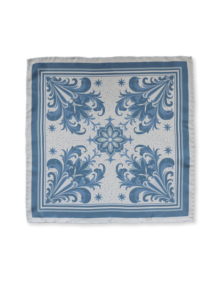 Blue Paisley Silk Pocket Square - Gresham Blake Online