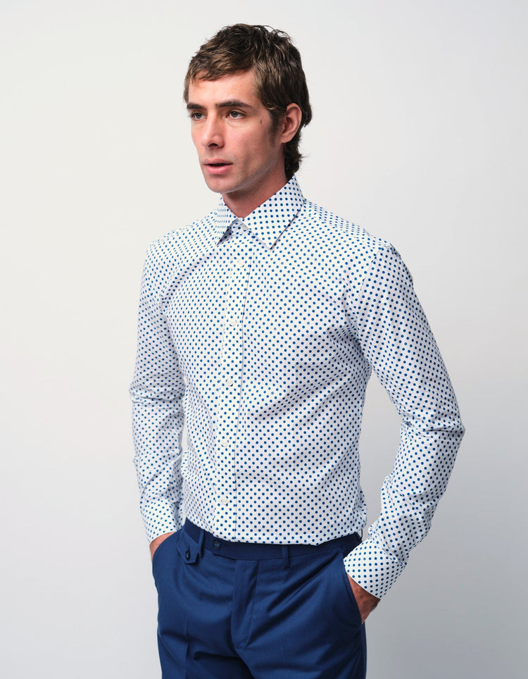 Blue Polka Shirt - Gresham Blake Online