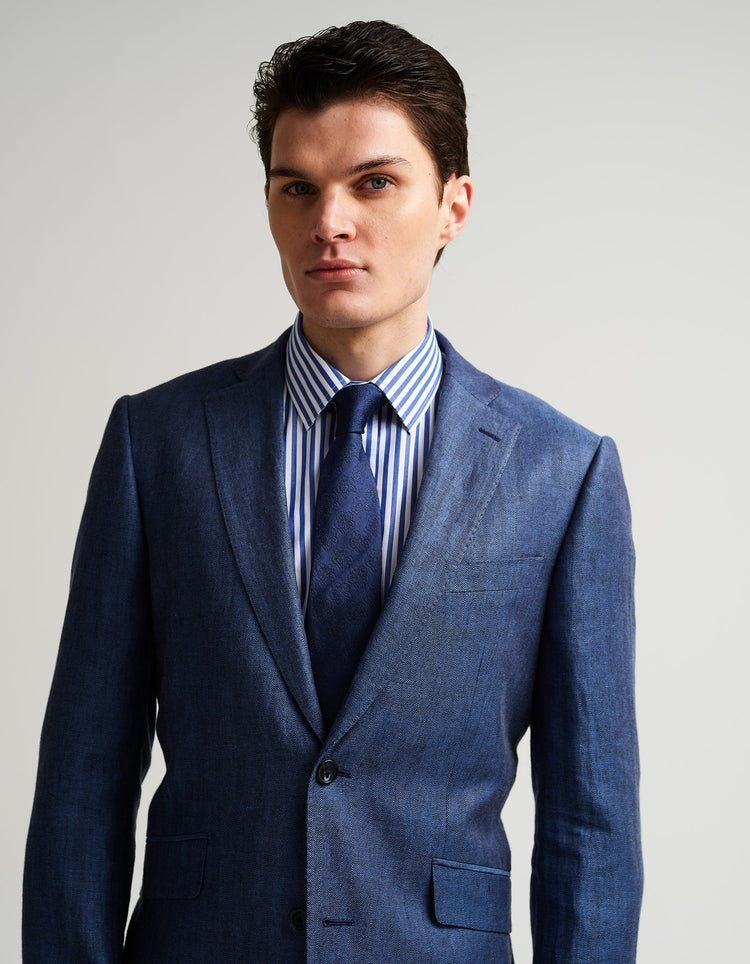 Blue & White Stripe Single Cuff Shirt - Gresham Blake Online