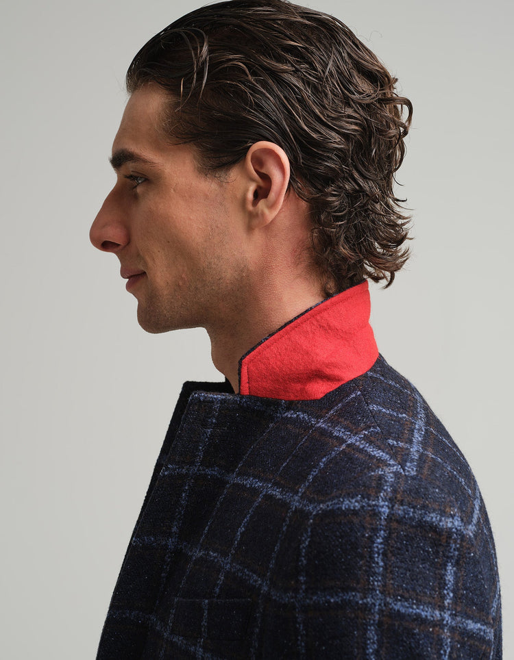 Blue Windowpane Check Jacket - Gresham Blake Online