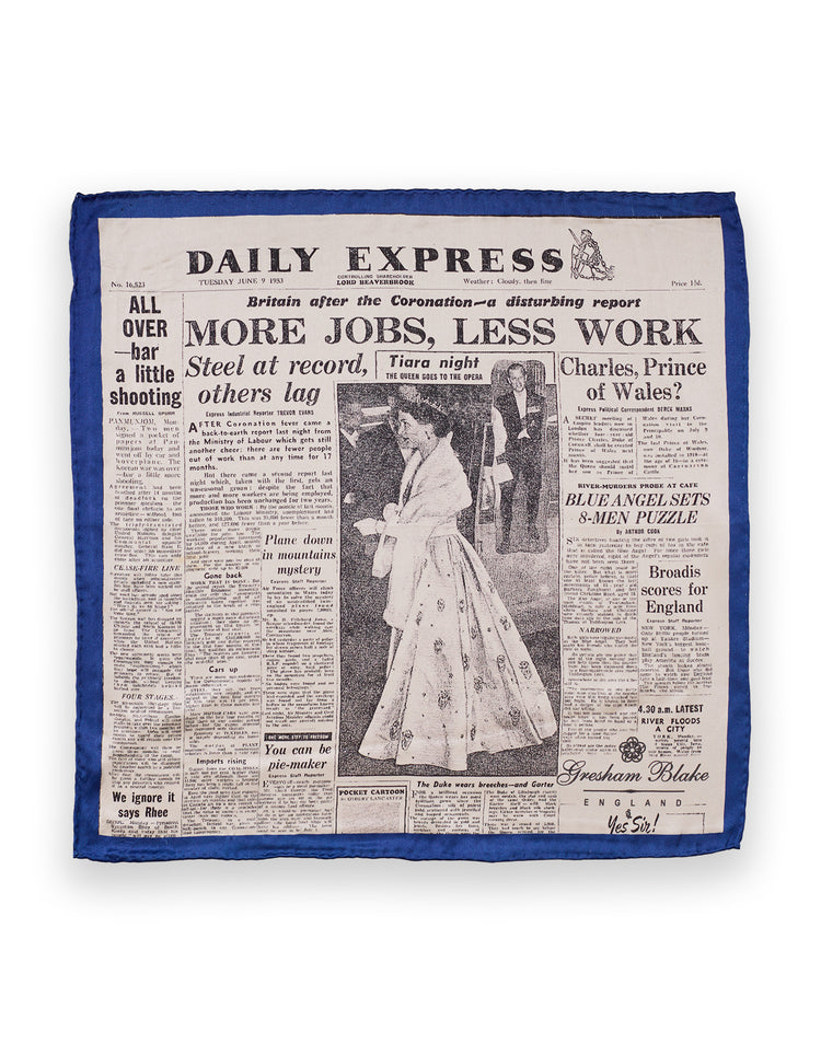 Blue Newspage Pocket Square