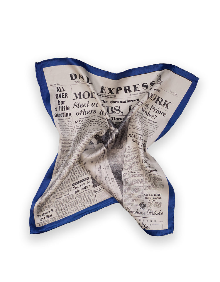 Blue Newspage Pocket Square