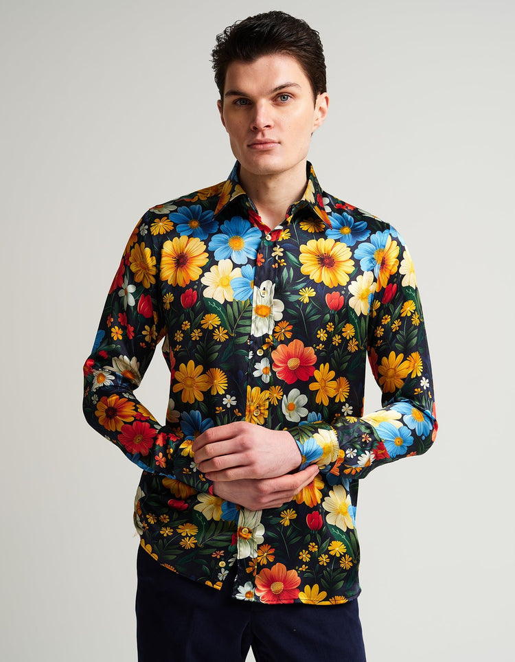 Bright Flowers Silk Shirt - Gresham Blake Online