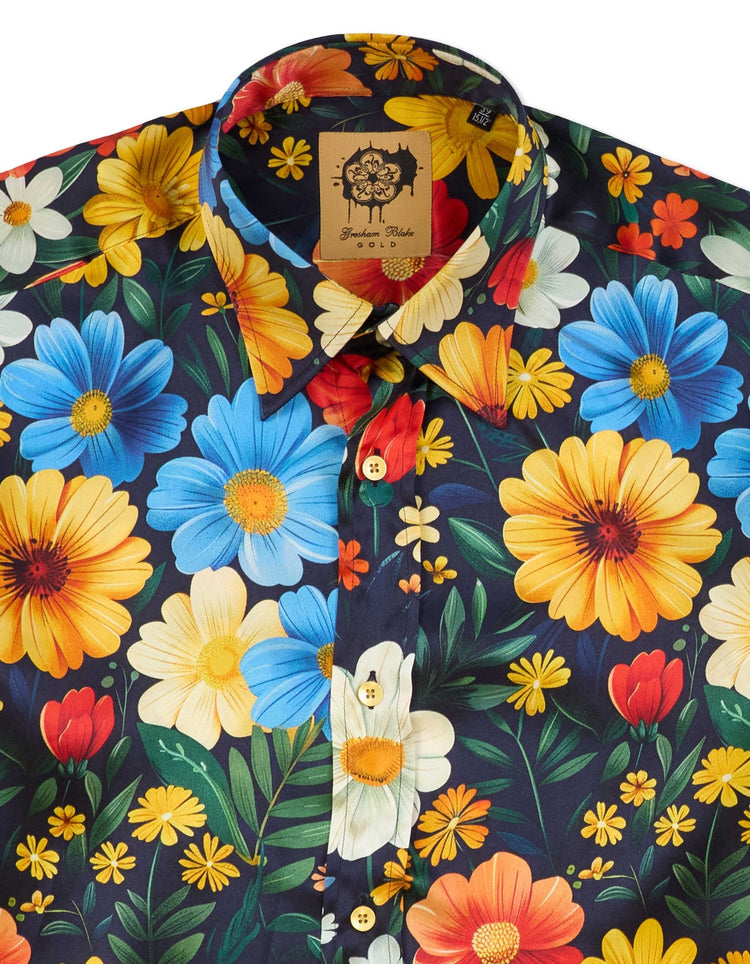 Bright Flowers Silk Shirt - Gresham Blake Online
