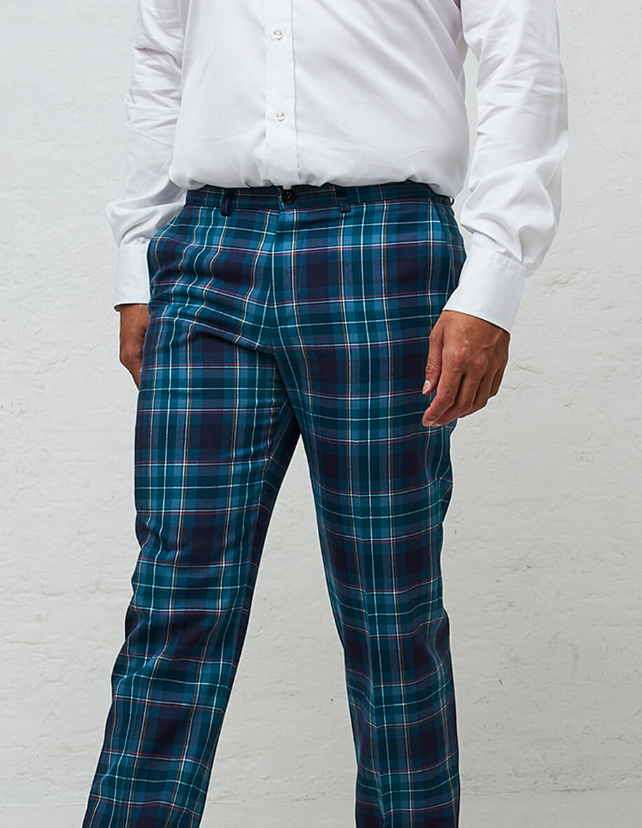 mens checked trousers casual