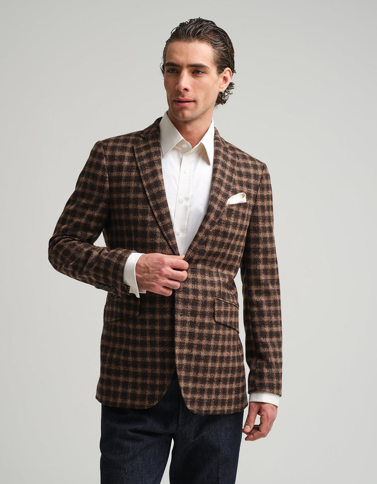 Brown & Black Gingham Jacket - Gresham Blake Online