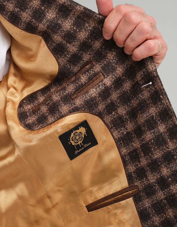 Brown & Black Gingham Jacket - Gresham Blake Online