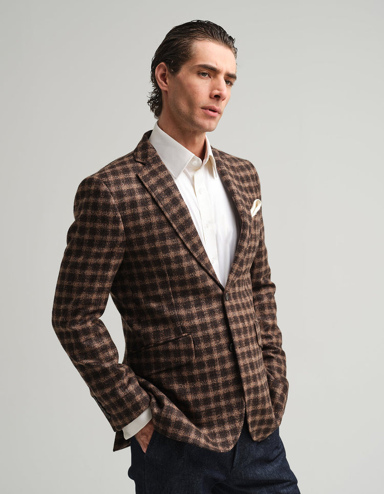 Brown & Black Gingham Jacket - Gresham Blake Online
