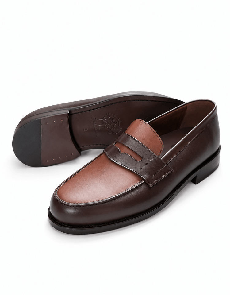Brown Leather Penny Loafers - Gresham Blake Online