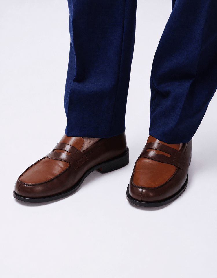 Brown Leather Penny Loafers - Gresham Blake Online