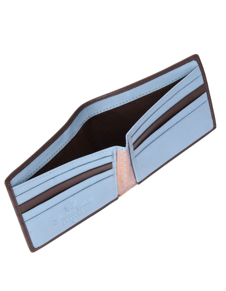 Brown & Pale Blue Leather Wallet - Gresham Blake Online