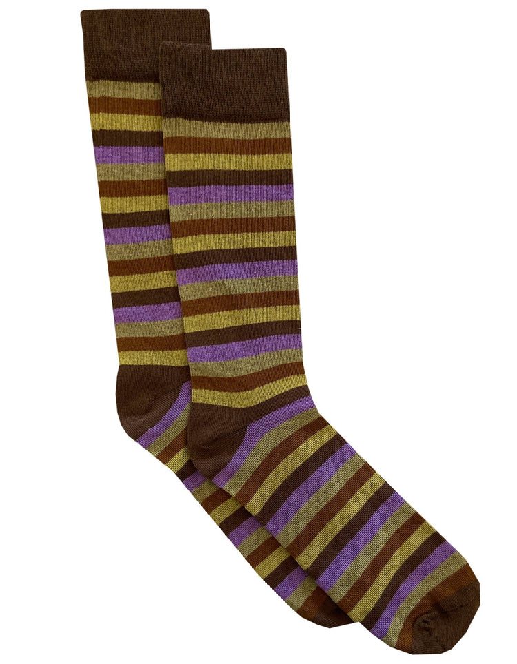 Brown & Purple Horizontal Stripe Sock - Gresham Blake Online