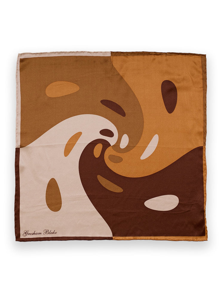 Brown Swirl Pocket Square - Gresham Blake Online