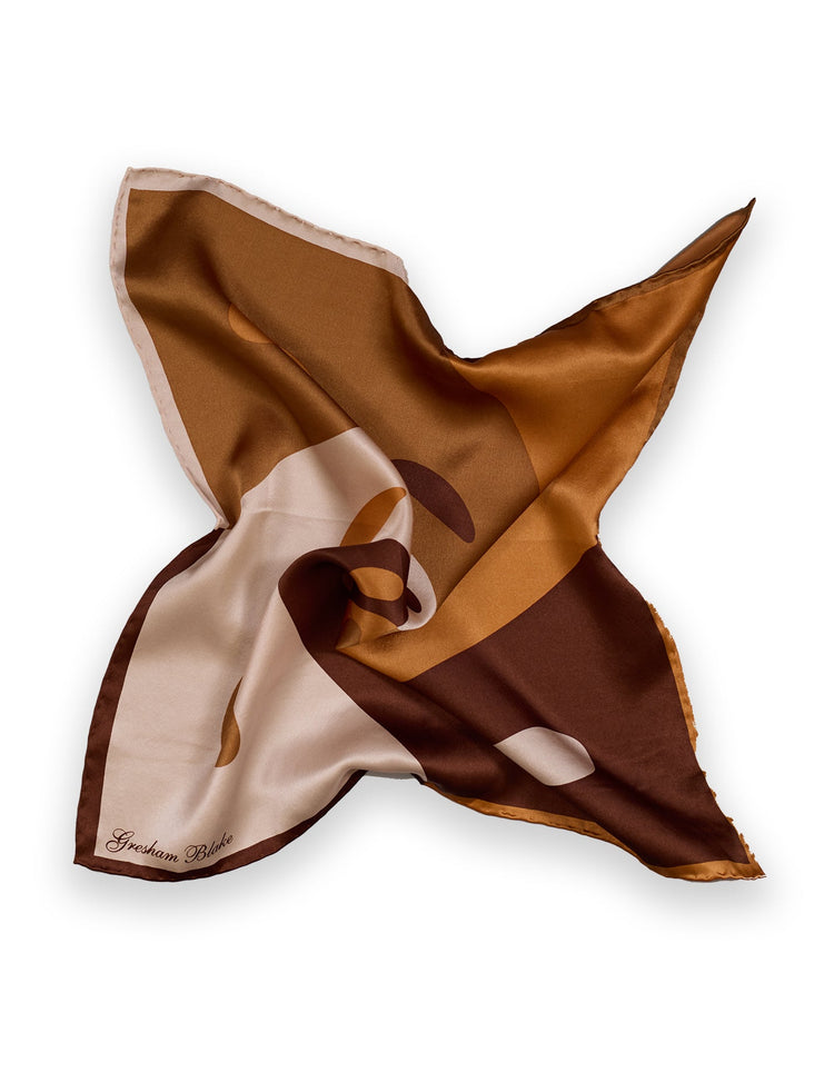 Brown Swirl Pocket Square - Gresham Blake Online