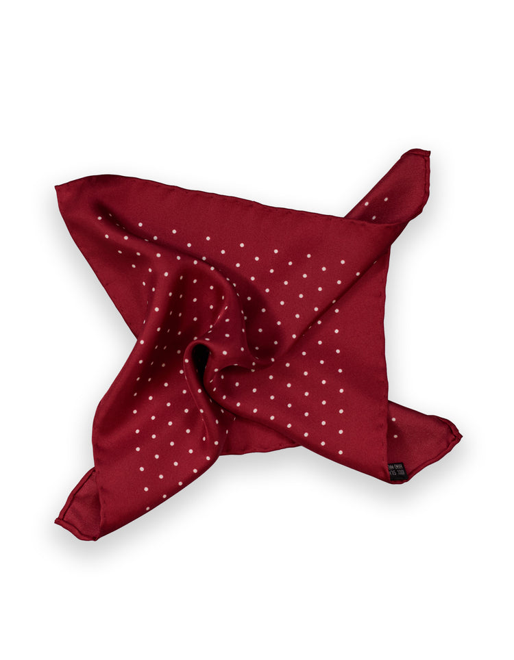 Burgundy Printed Polka Dot Pocket Square