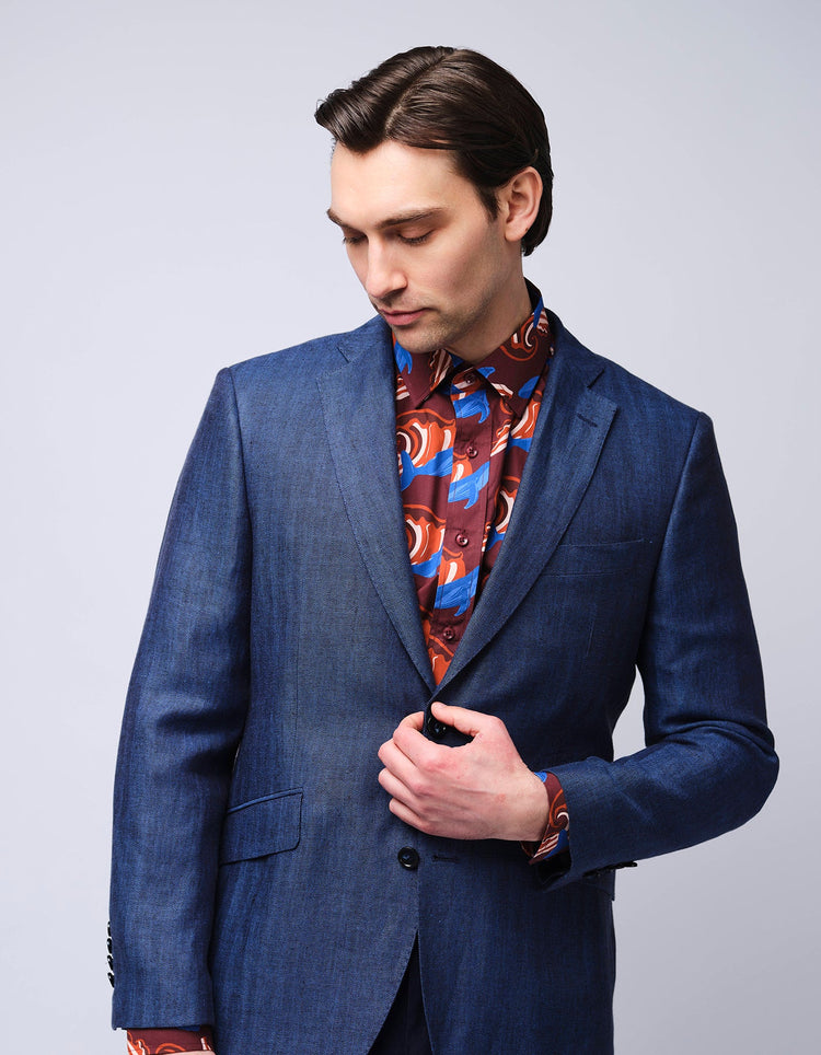 Burgundy & Blue Whale Shirt - Gresham Blake Online
