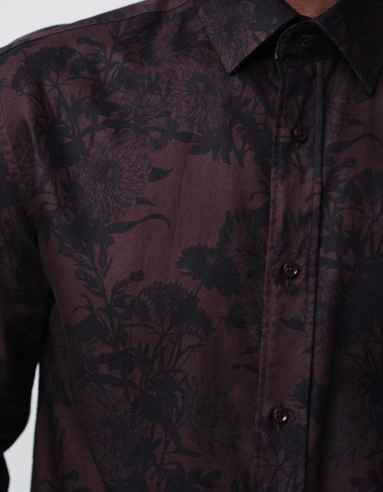 Burgundy Floral Shirt - Gresham Blake Online