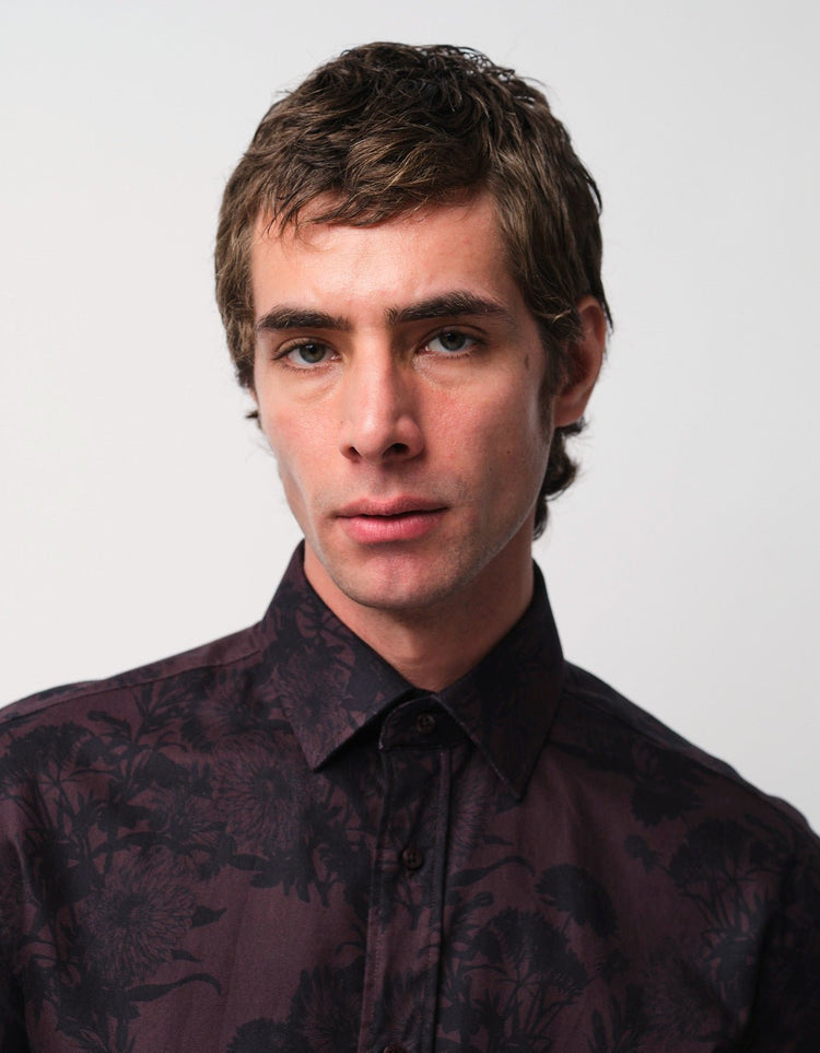 Burgundy Floral Shirt - Gresham Blake Online