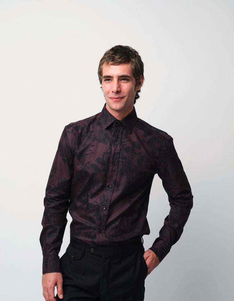 Burgundy Floral Shirt - Gresham Blake Online