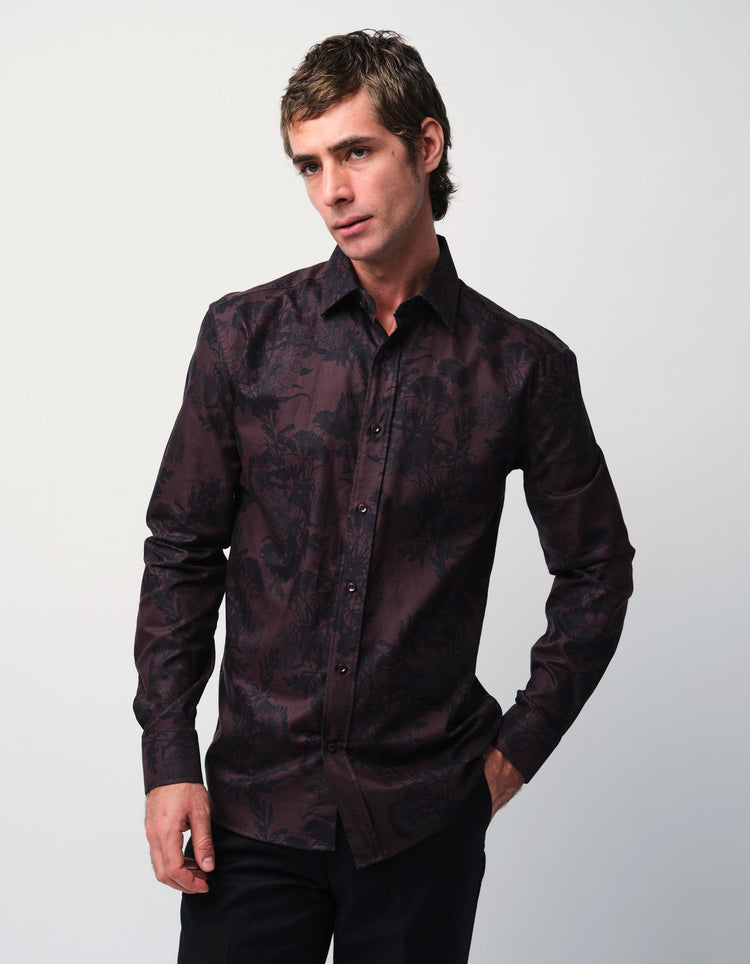 Burgundy Floral Shirt - Gresham Blake Online