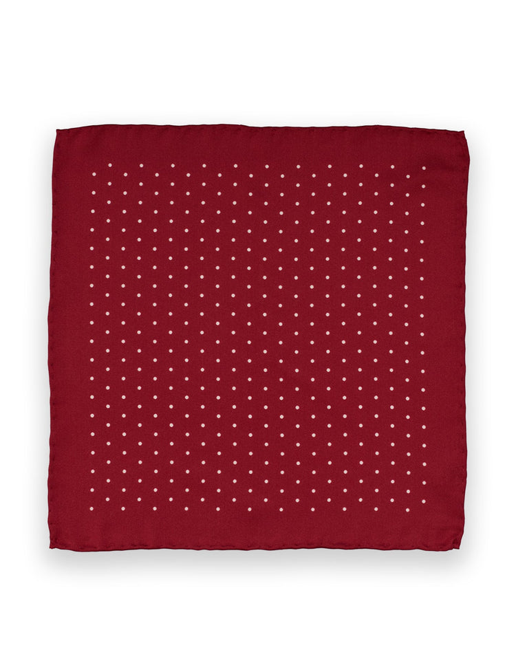 Burgundy Printed Polka Dot Pocket Square - Gresham Blake Online