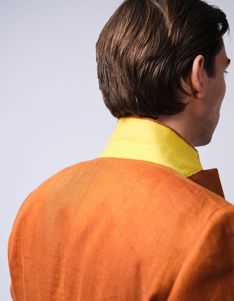 Burnt Orange Herringbone Linen Suit - Gresham Blake Online