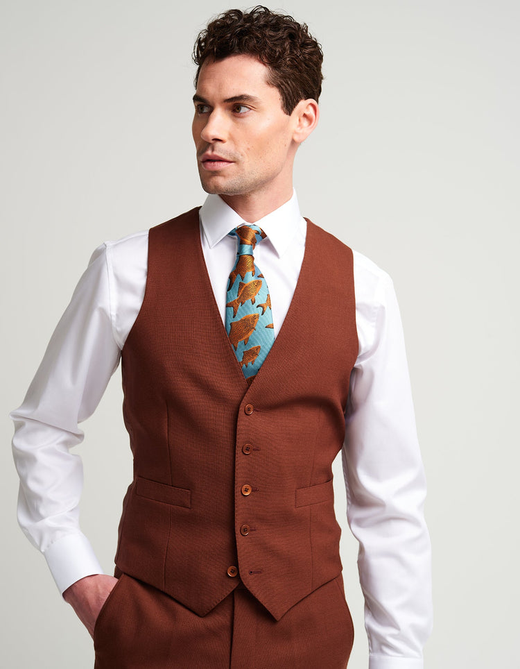 Burnt Orange Waistcoat - Gresham Blake Online